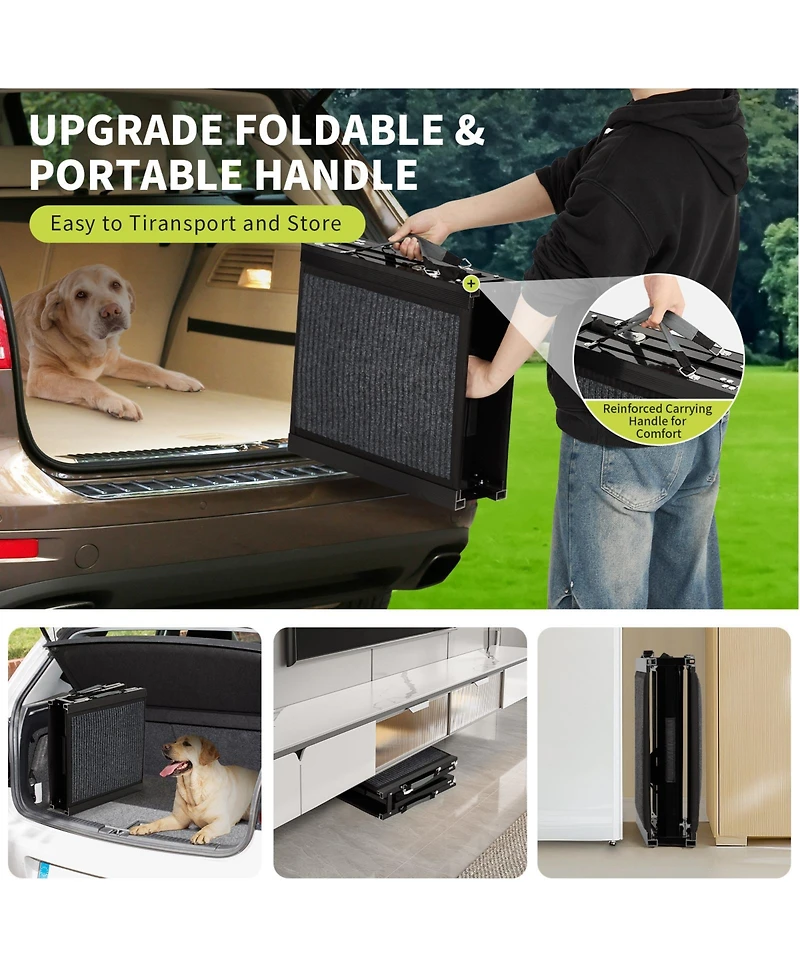 63 in Dog Ramp for Car Suv Truck, Foldable Non-Slip Aluminum Frame Pet Ramp for Large Dogs