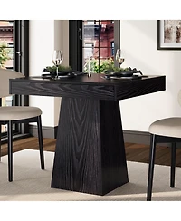 Square Dining Table for 4, 31.5" Engineered Wood Kitchen Table with 2 Storage Drawers, Pedestal Base for Dining Room and Breakfast