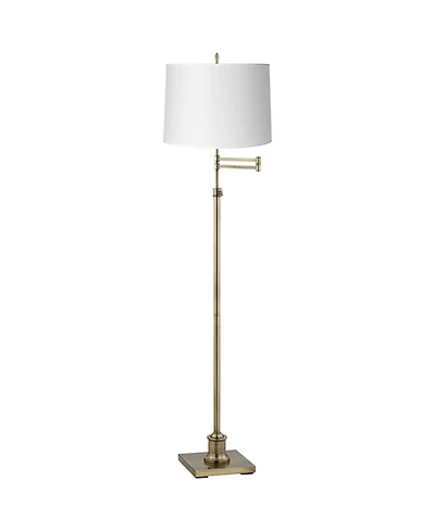 360 Lighting Swing Arm Floor Lamp 70" Tall Antique Brass White Mica Paper Drum Shade for Living Room Reading Bedroom