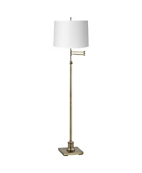 360 Lighting Swing Arm Floor Lamp 70" Tall Antique Brass White Mica Paper Drum Shade for Living Room Reading Bedroom