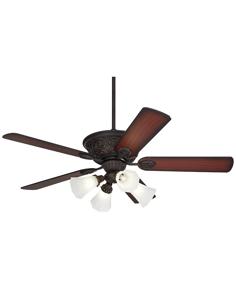52" Casa Vieja Contessa Industrial Rustic Indoor Ceiling Fan Led Light Bronze Copper Cherry Frosted Glass for Living Kitchen Home