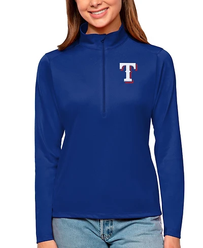Antigua Women's Royal Texas Rangers Tribute Quarter-Zip Pullover Top