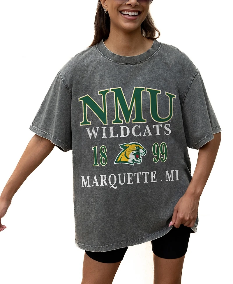 Gameday Couture Women's Gray Northern Michigan Wildcats Oversized Snow Wash T-Shirt