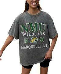 Gameday Couture Women's Gray Northern Michigan Wildcats Oversized Snow Wash T-Shirt