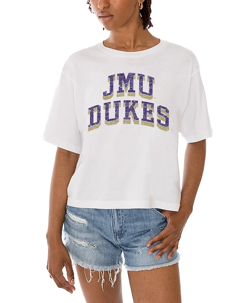 Gameday Couture Women's White James Madison Dukes Claim To Fame Boxy Cropped T-Shirt