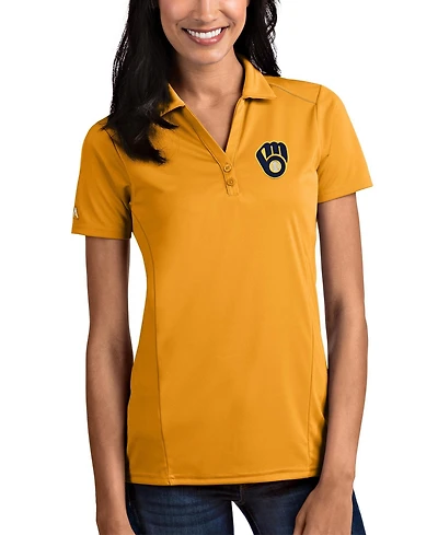 Antigua Women's Gold Milwaukee Brewers Tribute Polo Shirt