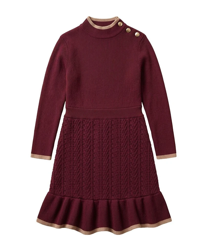 Hope & Henry Toddler Girls and Organic Mock Neck Flounce Hem Sweater Dress