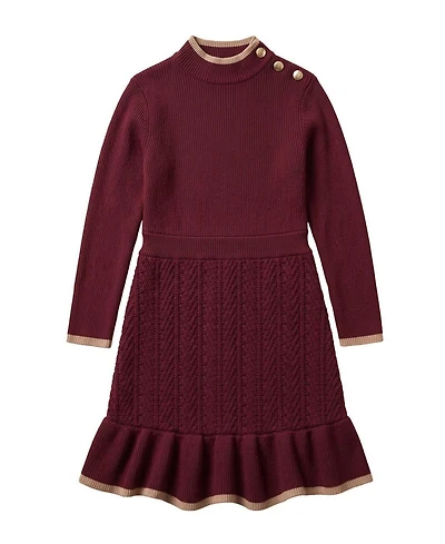Hope & Henry Toddler Girls and Organic Mock Neck Flounce Hem Sweater Dress