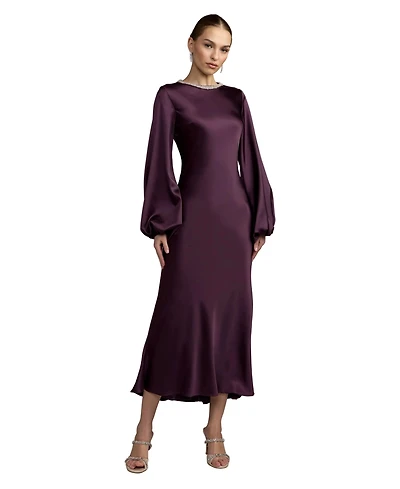 Mac Duggal Women's Crystal Embellished High Neck Satin Maxi Dress