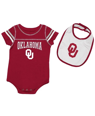Colosseum Baby Boys and Girls 2-Piece Crimson/White Oklahoma Sooners Chocolate Bodysuit Bib