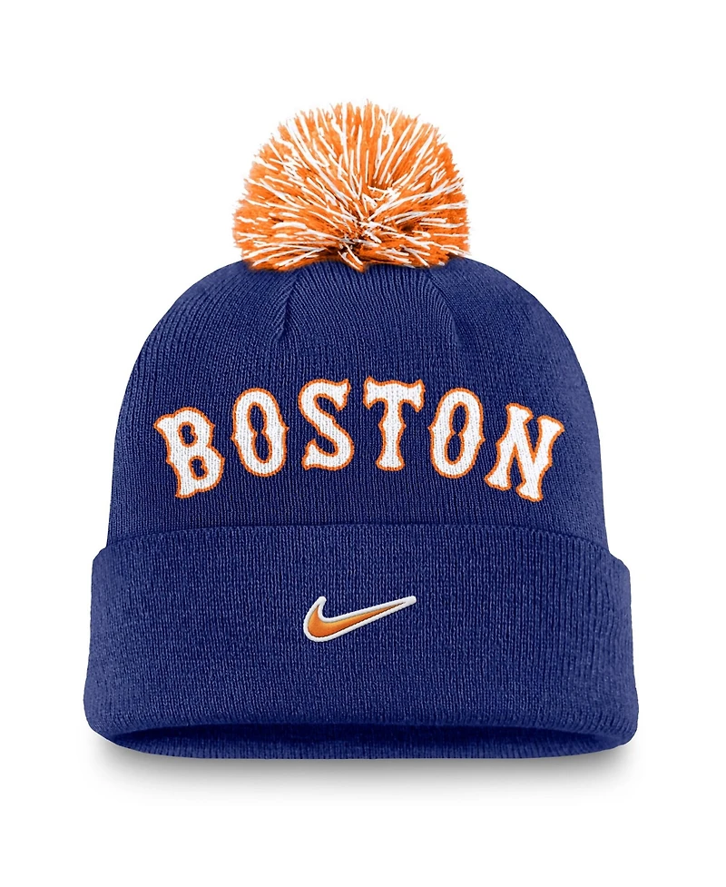 Nike Men's Royal Boston Red Sox Peak Cuffed Pom with Knit Hat