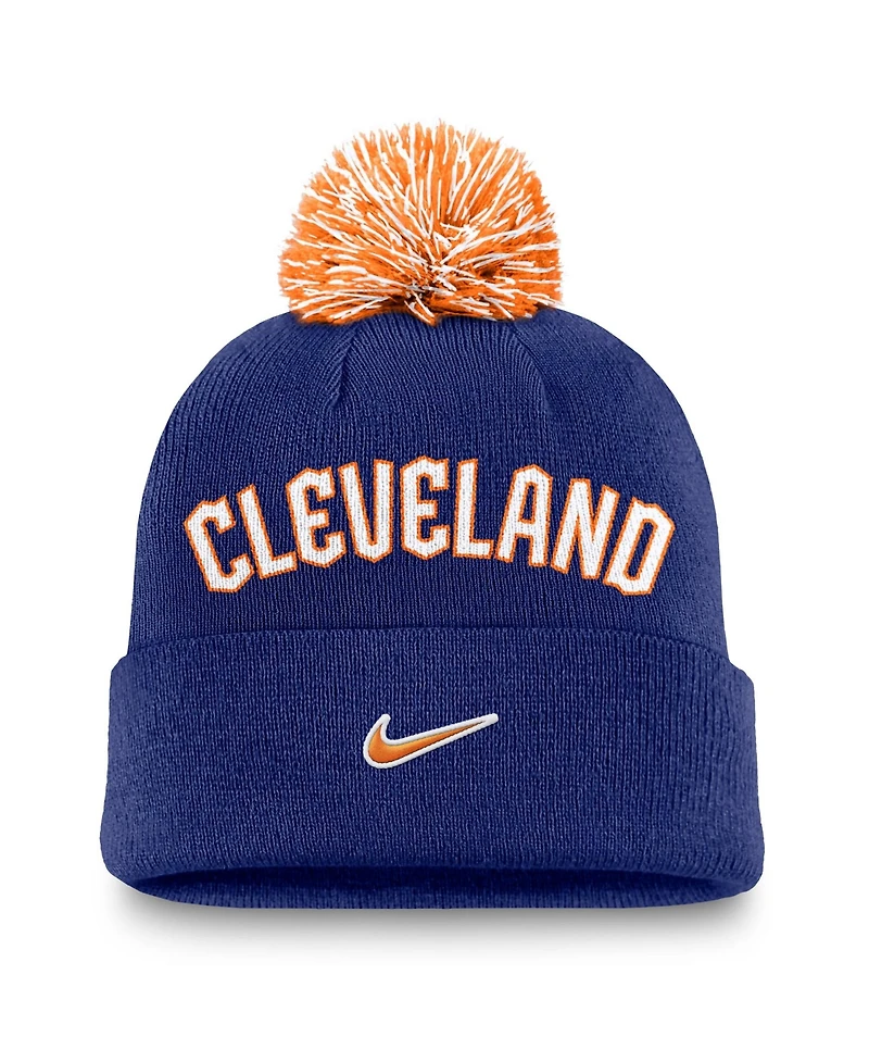 Nike Men's Royal Cleveland Guardians Peak Cuffed Pom with Knit Hat