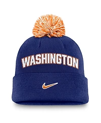 Nike Men's Royal Washington Nationals Peak Cuffed Pom with Knit Hat