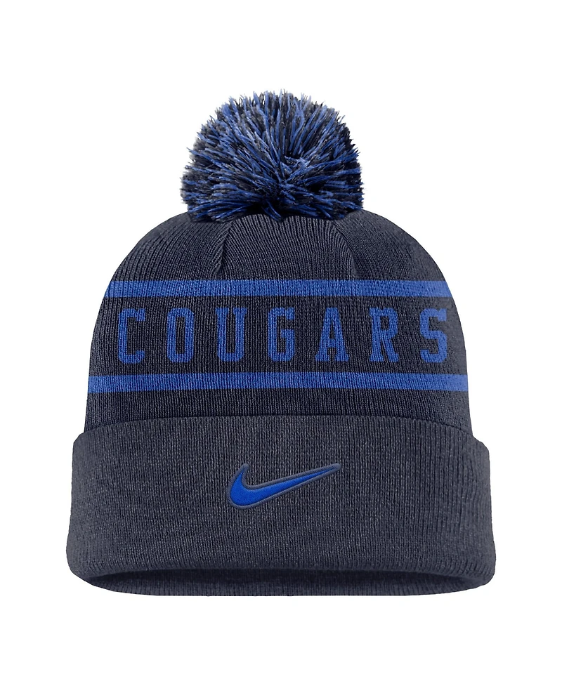 Nike Men's Navy Byu Cougars Peak Cuffed Pom with Knit Hat