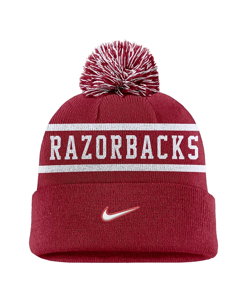 Nike Men's Cardinal Arkansas Razorbacks Peak Cuffed Pom with Knit Hat