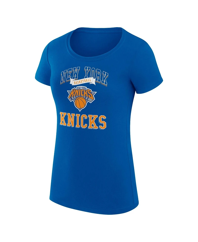 G-iii 4Her by Carl Banks Women's Blue New York Knicks Super-Slim Fit Lightweight Team Logo T-Shirt