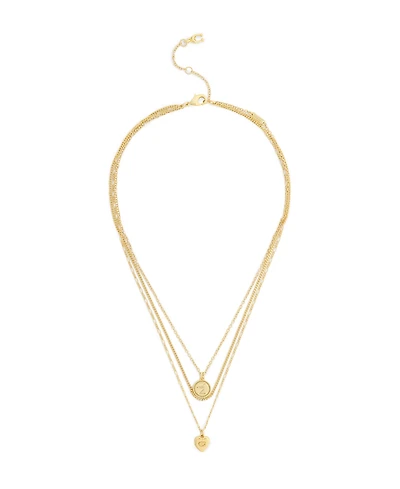 Coach Gold Heritage Coin Heart Charm Layered Necklace