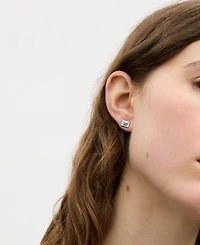 Coach Silver Heritage Signature Envelope Stud Earrings