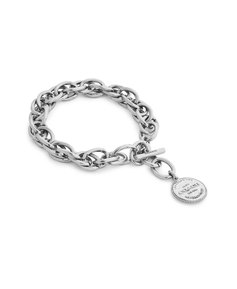 Coach Antique Silver Heritage Twist Link Bracelet