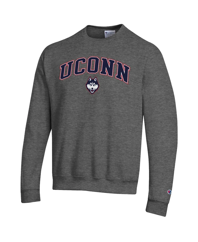 Champion Men's Champion Heather Charcoal UConn Huskies Arch Over Logo Pullover Sweatshirt