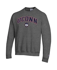 Champion Men's Champion Heather Charcoal UConn Huskies Arch Over Logo Pullover Sweatshirt