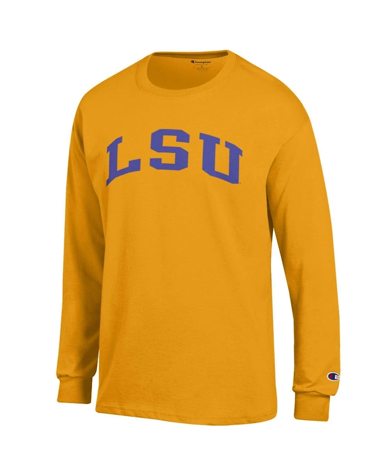 Champion Men's Gold Lsu Tigers Basic Arch Long sleeves T-Shirt