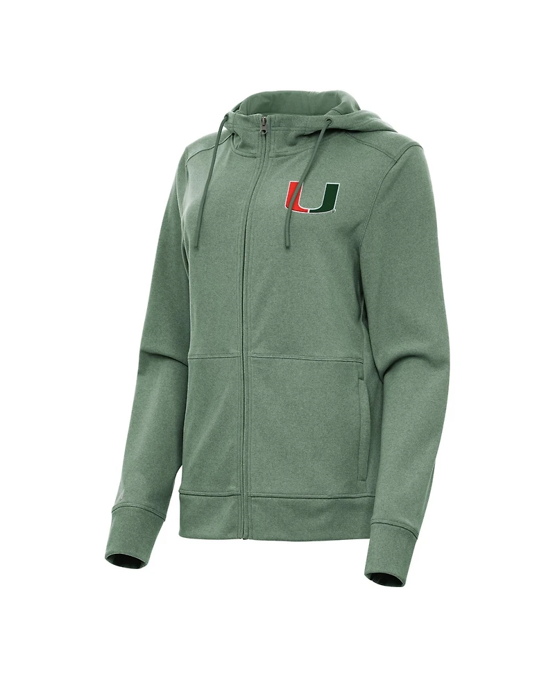 Antigua Women's Green Miami Hurricanes Seeker Full-Zip Hoodie
