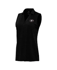 Antigua Women's Heather Black Georgia Bulldogs Layout Sleeveless V-Neck Polo Shirt