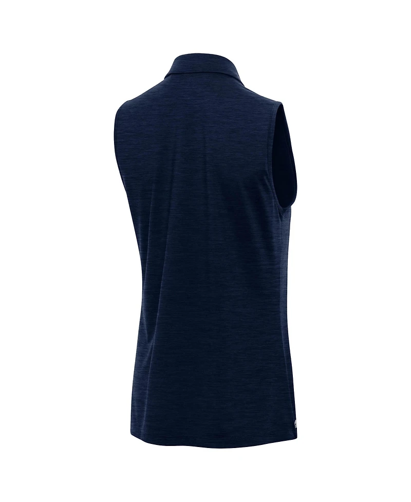 Antigua Women's Heather Navy Michigan Wolverines Layout Sleeveless V-Neck Polo Shirt