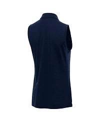 Antigua Women's Heather Navy Michigan Wolverines Layout Sleeveless V-Neck Polo Shirt