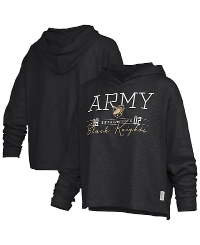 Pressbox Women's Black Army Knights Castillo Slub Waist Length Long sleeves Hooded T-Shirt