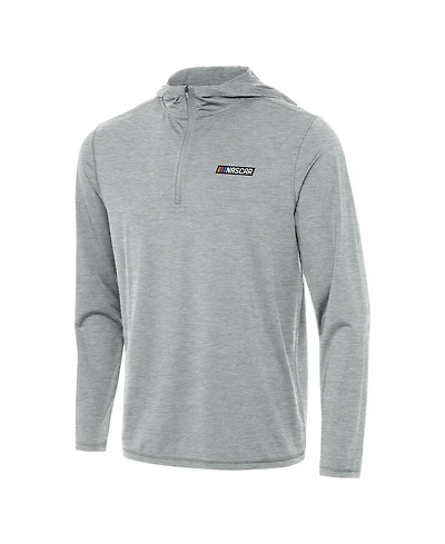 Antigua Men's Heather Gray Nascar Tidy Quarter-Zip Pullover Hoodie