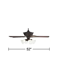 Casa Vieja 52" Contessa Traditional Indoor Ceiling Fan 5 Blade Marbleized Glass Led Light Bronze Finish Bedroom Living Room