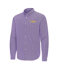Antigua Men's Purple Lsu Tigers Porter Woven Tri-Blend Long sleeves Button-Down Shirt