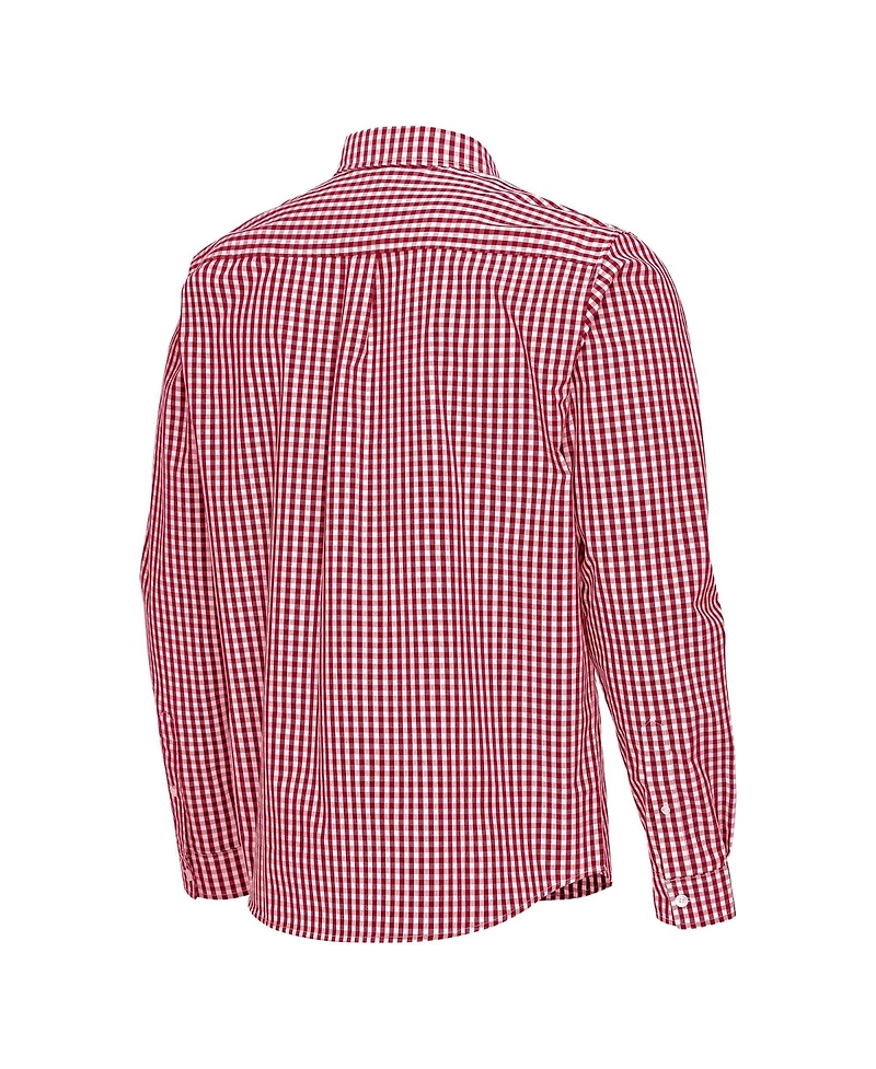 Antigua Men's Crimson Oklahoma Sooners Ellis Woven Tri-Blend Long sleeves Button-Down Shirt