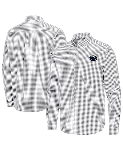 Antigua Men's Gray Penn State Nittany Lions Ellis Woven Tri-Blend Long sleeves Button-Down Shirt
