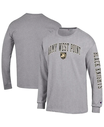 Champion Men's Heather Gray Army Black Knights Arch Over Logo 2-Hit Long sleeves T-Shirt