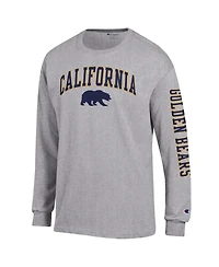 Champion Men's Heather Gray Cal Bears Arch Over Logo 2-Hit Long sleeves T-Shirt