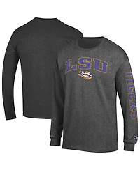 Champion Men's Charcoal Lsu Tigers Arch Over Logo 2-Hit Long sleeves T-Shirt