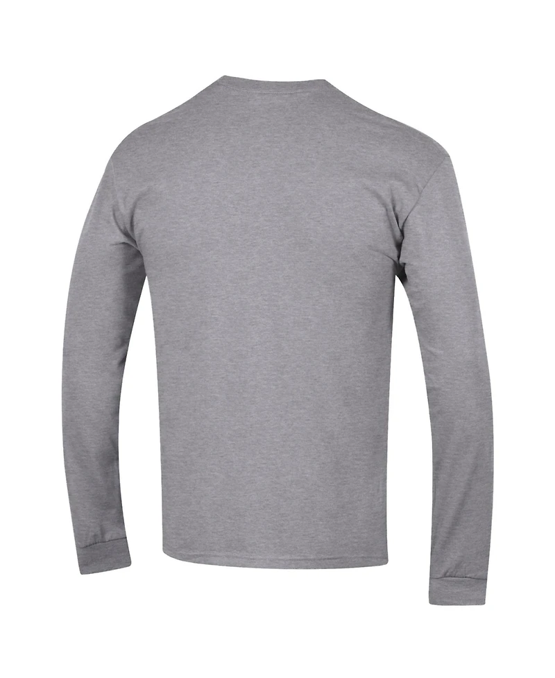Champion Men's Heather Gray Ole Miss Rebels Arch Over Logo 2-Hit Long sleeves T-Shirt