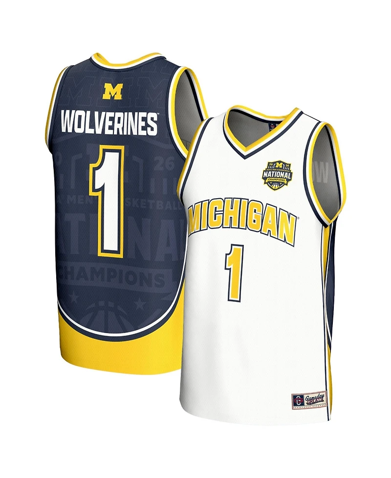 Gameday Greats Big Boys and Girls White Michigan Wolverines 2026 Ncaa Men's Basketball National Champions 1 Commemorative Fashion Jersey
