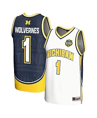 Gameday Greats Big Boys and Girls White Michigan Wolverines 2026 Ncaa Men's Basketball National Champions 1 Commemorative Fashion Jersey
