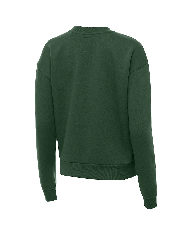 Antigua Women's Green Bay Packers Victory Dropped-Shoulder Embroidered Patch Sweatshirt