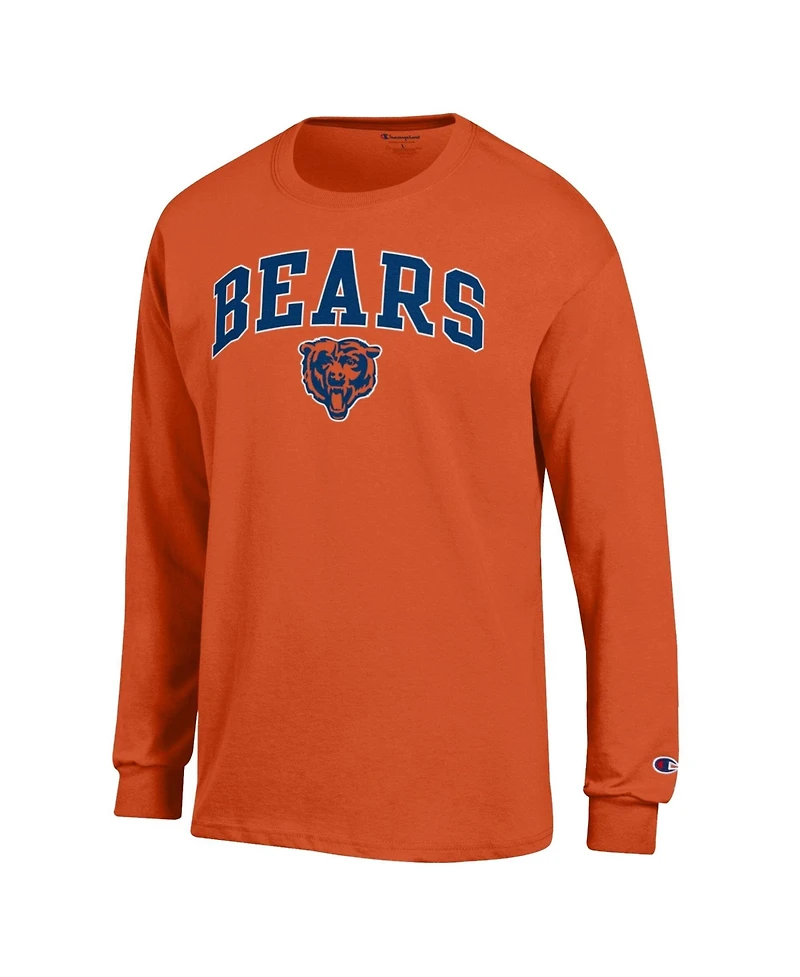 Champion Men's Orange Chicago Bears Arch Over Logo Long sleeves T-Shirt