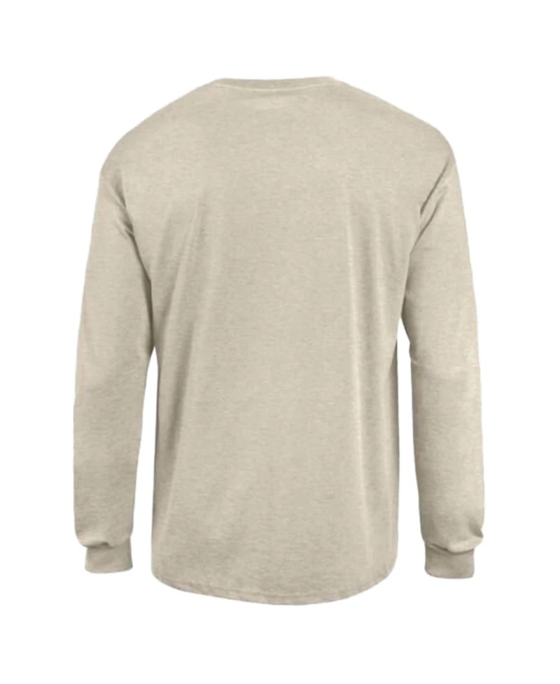 Champion Men's Heather Oatmeal Houston Texans White Ink Jersey Long sleeves T-Shirt