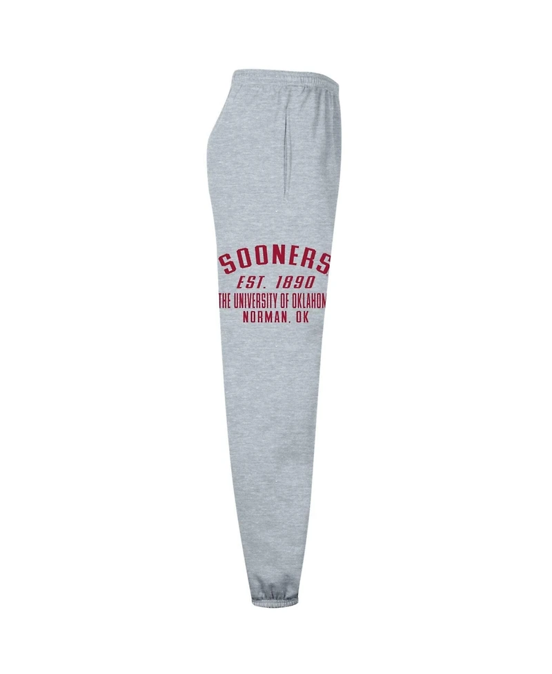 Champion Men's Heather Gray Oklahoma Sooners Powerblend Banded Fleece Sweatpants