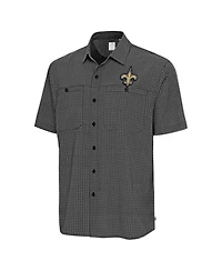 Antigua Men's Black New Orleans Saints Mosaic Button-Up Shirt
