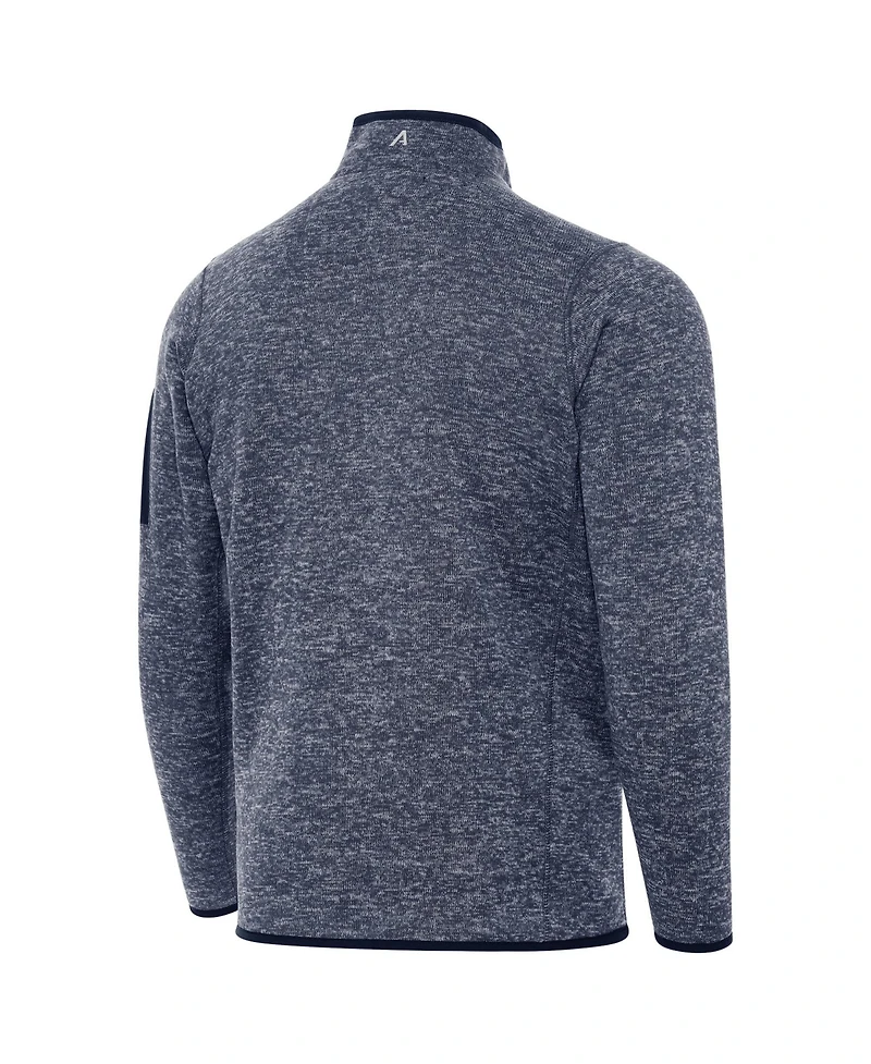 Antigua Men's Heather Navy Tennessee Titans Fortune Quarter-Zip Pullover Sweatshirt