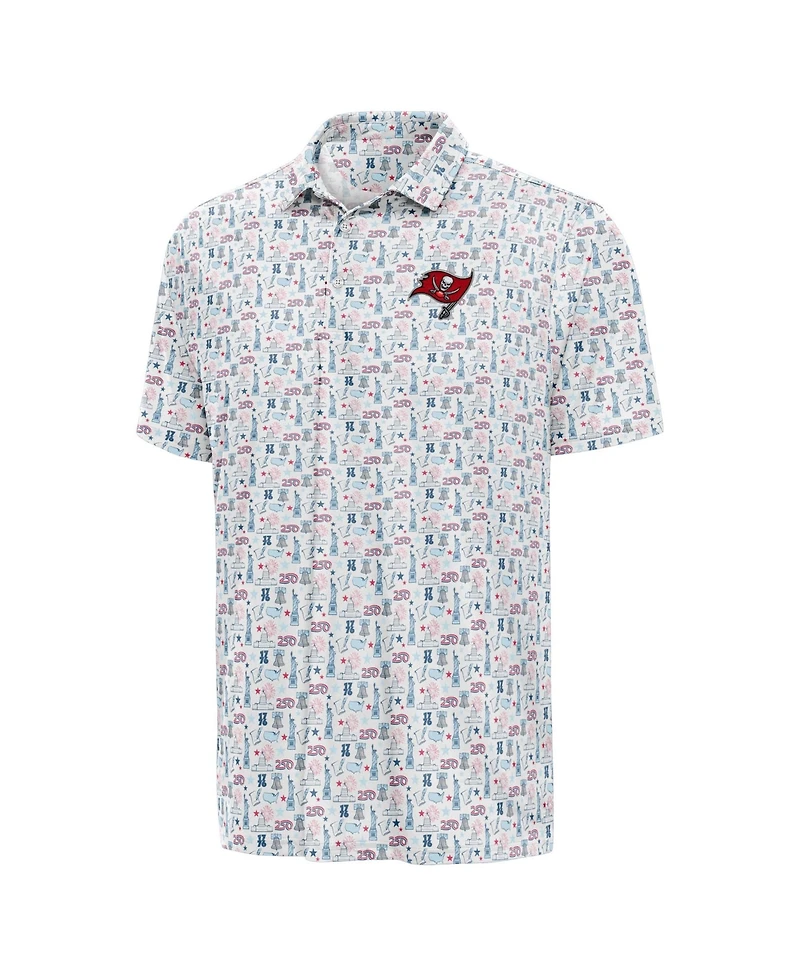 Antigua Men's White Tampa Bay Buccaneers America 250 Freedom Desert Dry Polo Shirt