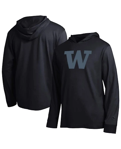 Champion Men's Black Washington Huskies Tonal All-Star Long sleeves Hooded T-Shirt